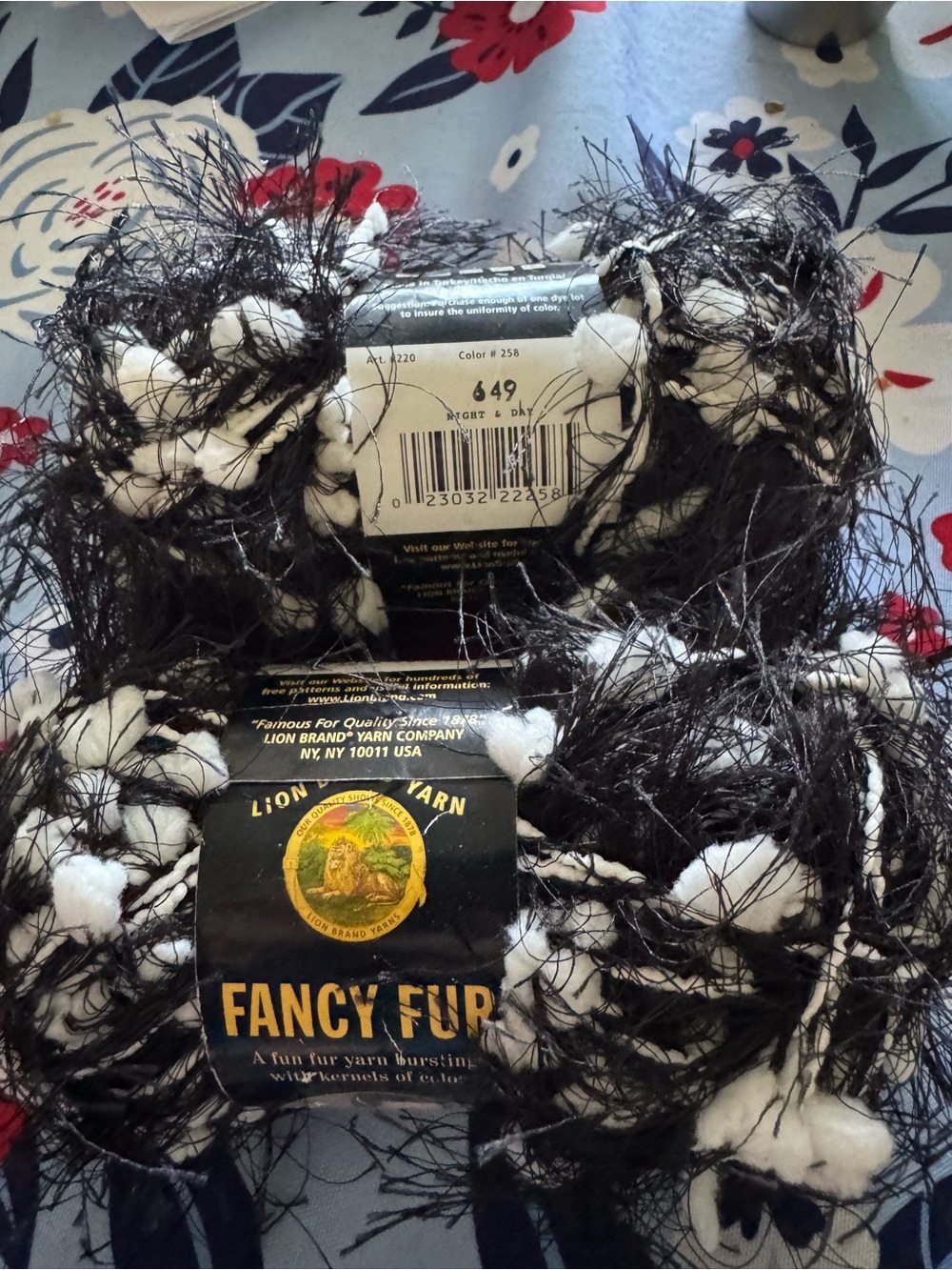 YARN Lion Brand Fancy Fur Yarn In Night & Day